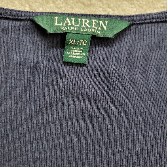 Vintage Polo Ralph Lauren Embroidered Women's XL Blue V Neck Short Sleeve Top - Picture 3 of 5